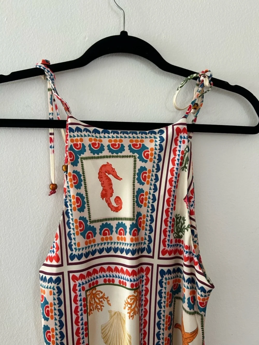 Anthropologie Seahorse Shells SeaTie-Neck Column Midi Dress Size Small